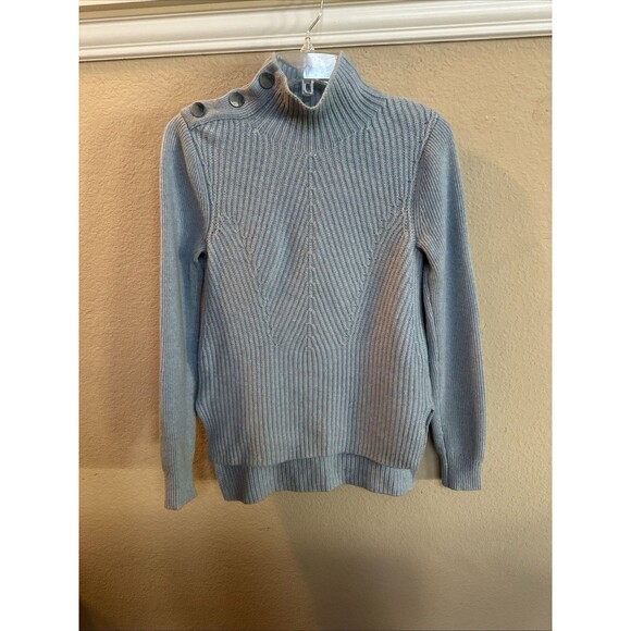 Veronica Beard Rama Blue Mock Neck Sweater Wool Cashmere Small - Picture 5 of 9